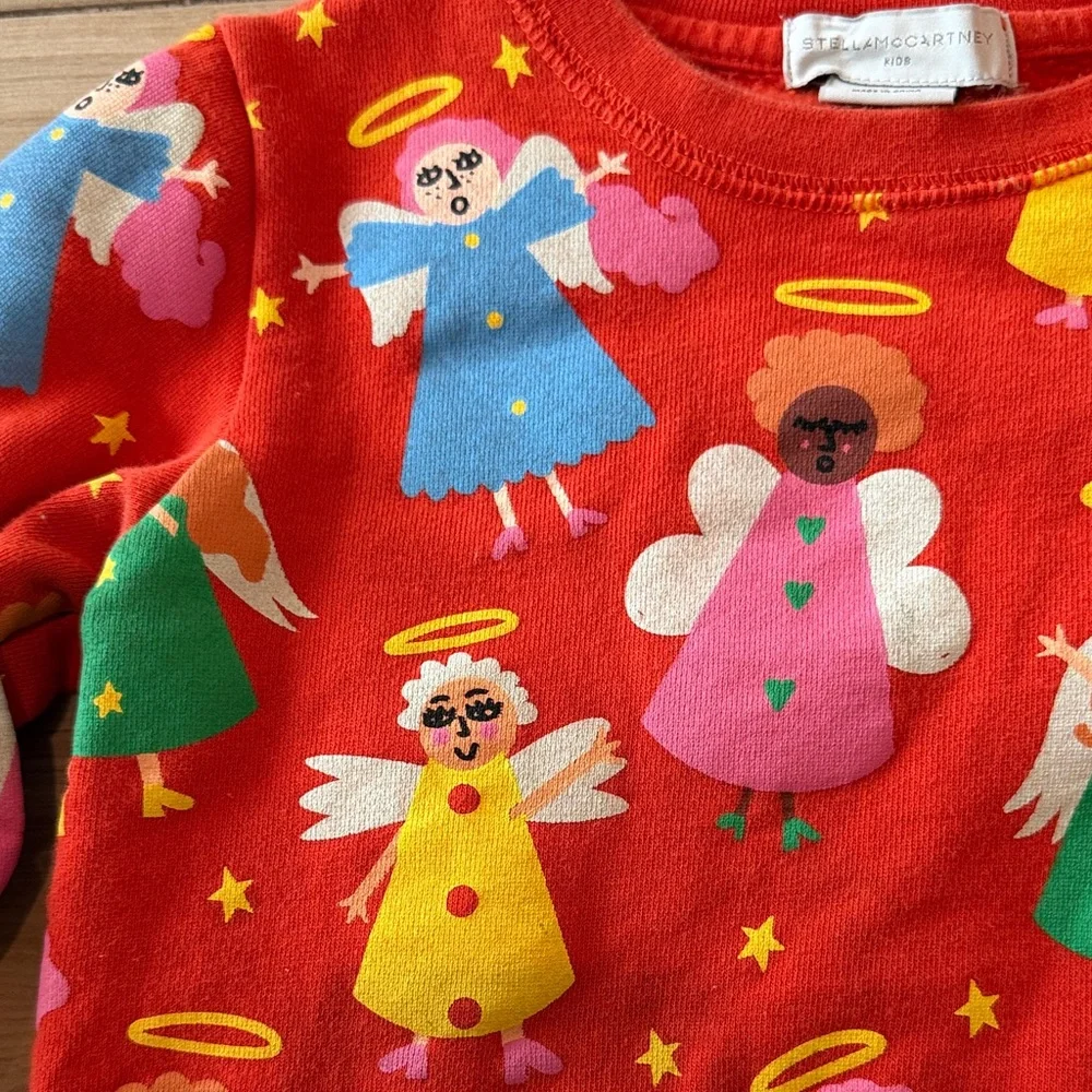 Stella McCartney Kids Angel Star Print Sweatshirt Red Cotton Pullover Size 4Y‎